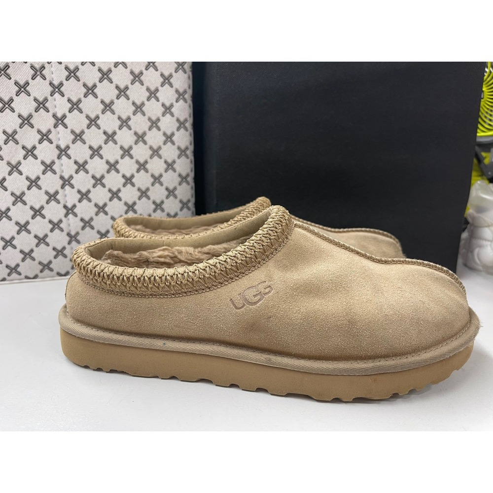 UGG Tasman Suede Slippers Chestnut Tan Embroidered Braid Slip On Shoes